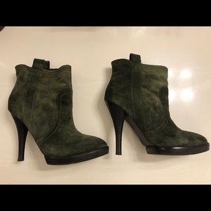 BCBG Army Green Ankle Heeled Booties